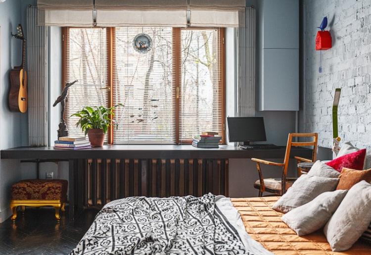 Intérieur lumineux d'un studio, 28 m².