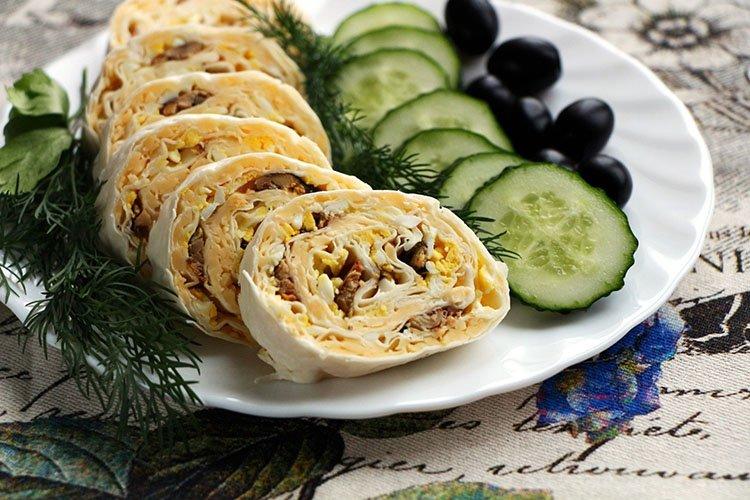Lavash roll Mimosa - Recettes de snacks Lavash