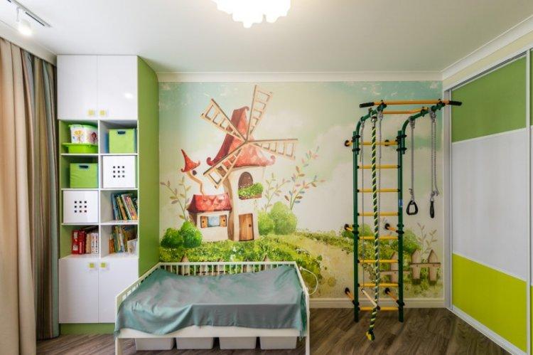 Couleur verte à l'intérieur d'une chambre d'enfants - conception de photos