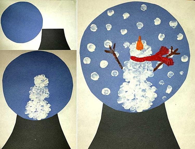 Dessins au doigt - Bricolage d'hiver à la maternelle