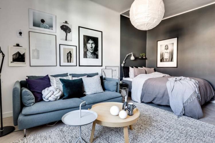 Zonage de la chambre-salon avec couleur et matériaux de finition