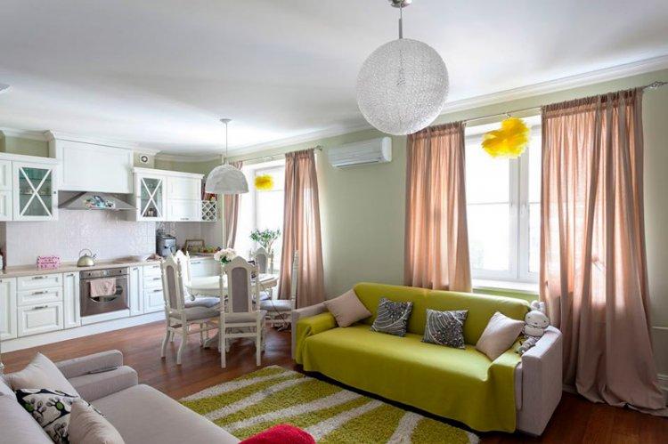 Zonage de la cuisine et du salon - photo de design d'intérieur