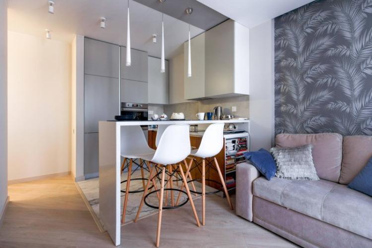 Séjour et cuisine - Zonage d'un studio